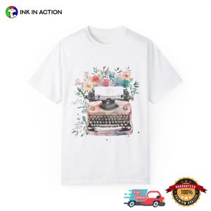 Tortured Poets Department Typewriter And Flower Comfort Colors T shirt 1