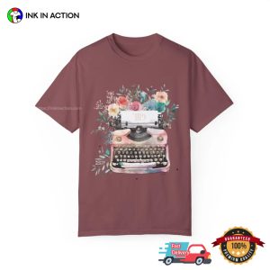 Tortured Poets Department Typewriter And Flower Comfort Colors T shirt 3