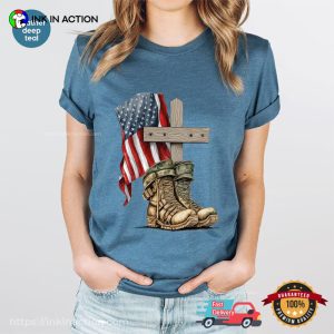 USA Boots Grave Memorial Day Comfort Colors T-shirt