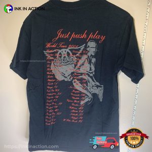 Vintage Aerosmith Band Just Push Play Tour Retro 2 Sided T-shirt