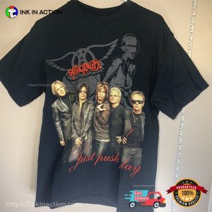 Vintage Aerosmith Band Just Push Play Tour Retro 2 Sided T shirt 2