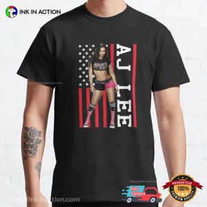 Wwe Aj Lee Pose American Flag Unisex Tshirt 2