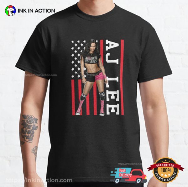 WWE Aj Lee Pose American Flag Unisex T-shirt