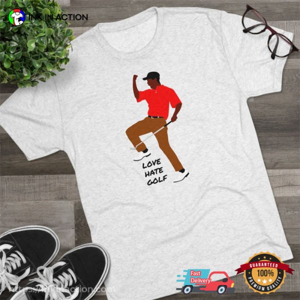 Young Tiger Woods Love Hate Golf T-shirt