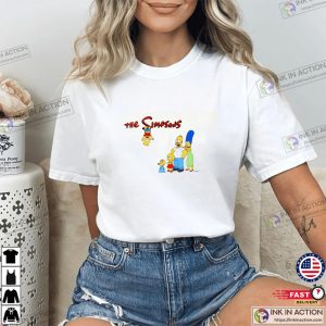 Cartoon The Simpsons Family Graphic T shirt 4