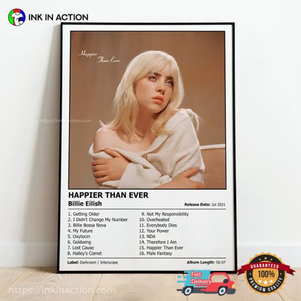 Happier Than Ever Billie Eilish Album Cover Poster