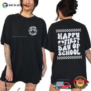 Happy First Day Of School Retro 2 Sided T-shirt, Back To School Merch