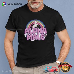Ironic Alpha Male Rainbow Unicorn Parody T shirt