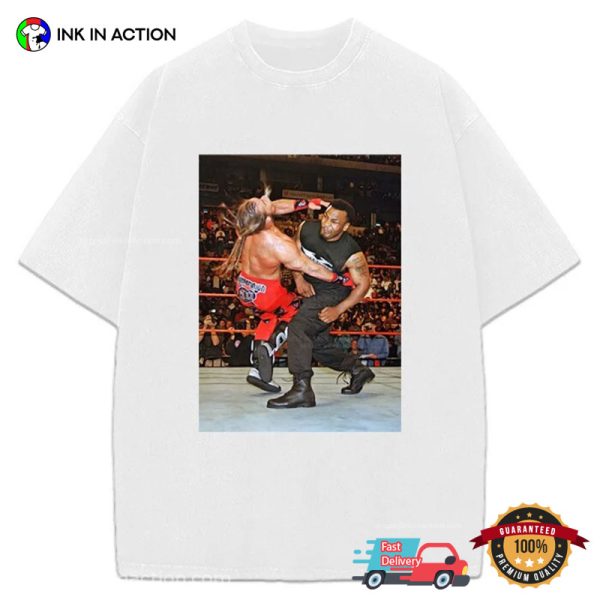 Mike Tyson Knockout Shawn Michaels Wrestling Vintage Graphic Photo T-shirt