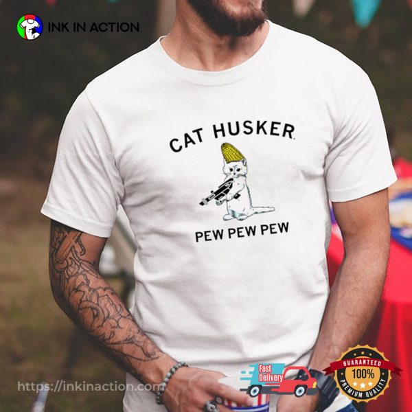 Nebraska Huskers, Cat Husker Pew Pew Pew Shirt