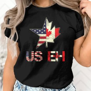Vintage US EH Leaf Canadian American Flag Unisex T shirt 2