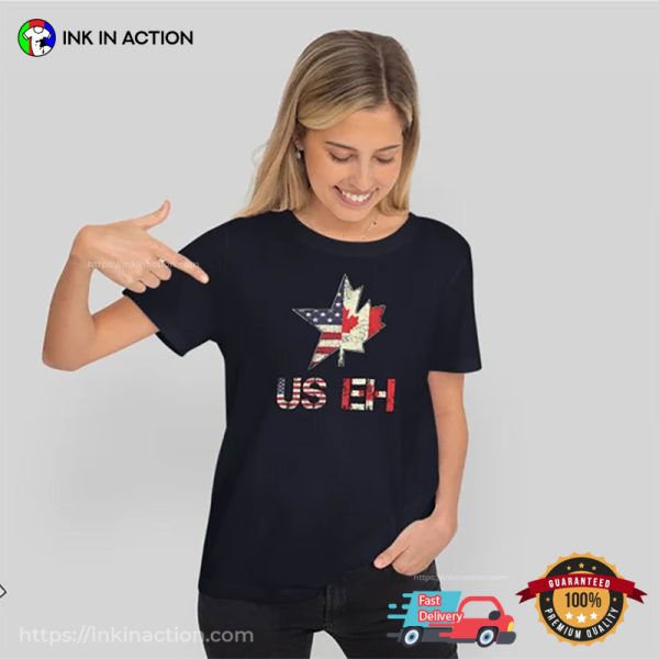 Vintage US EH Leaf Canadian American Flag Unisex T-shirt