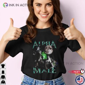 Alpha Male Wolf Full Moon Night 90s Style T-shirt