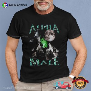 Alpha Male Wolf Full Moon Night 90s Style T shirt 3