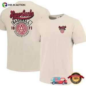 Arkansas Razorbacks Ivory Baseball Logo 2 Sided T shirt 2