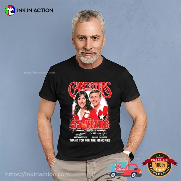 Carpenters 55 Years 1969-2024 Thank You For The Memories Signatures Shirt