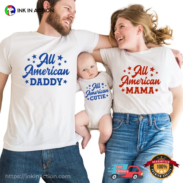 Customized All American Family 4th Of July Family Matching Shirts