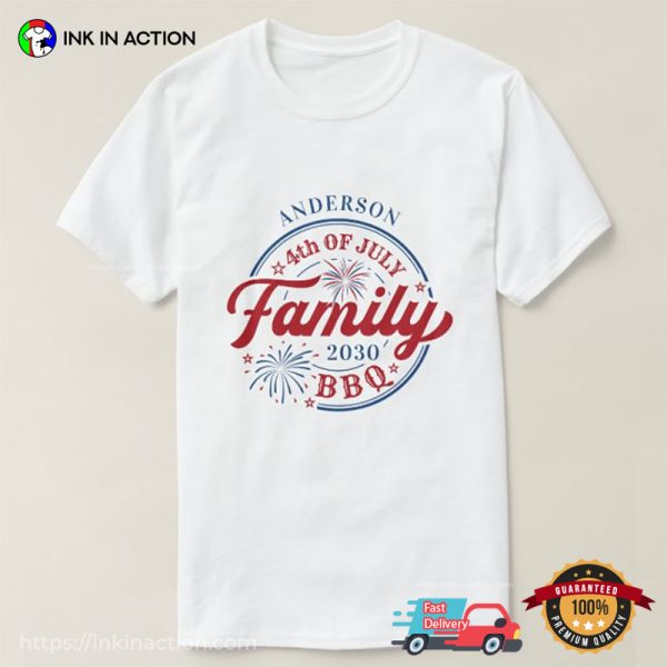 Customized Name And Year 4th Of July Family BBQ Celebration T-shirt