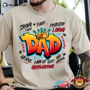 Dad Man of God, Happy Father's Day Comfort Colors Shirt 4
