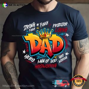 Dad Man of God, Happy Father's Day Comfort Colors Shirt 5