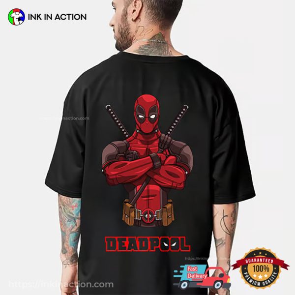Deadpool Logo Graphic Marvel Mutant 2 Sided T-shirt