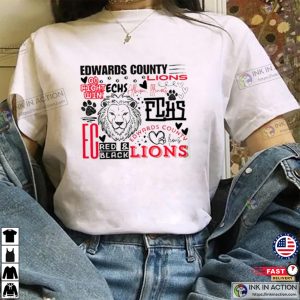 Edwards County Lions High School Typography T Shirt 2