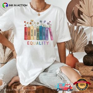Equality Books And Floral Human Rights T-shirt
