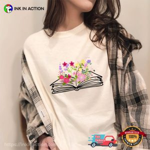 Flowers Growing From Opened Book Comfort Color Tee