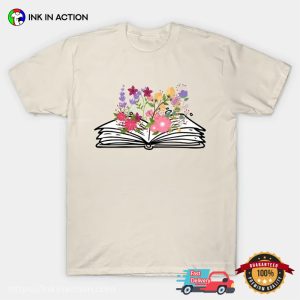 Flowers Growing From Opened Book Comfort Color Tee