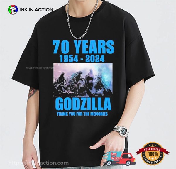 Godzilla 70th Anniversary 1954-2024 Thank You For The Memories T-shirt