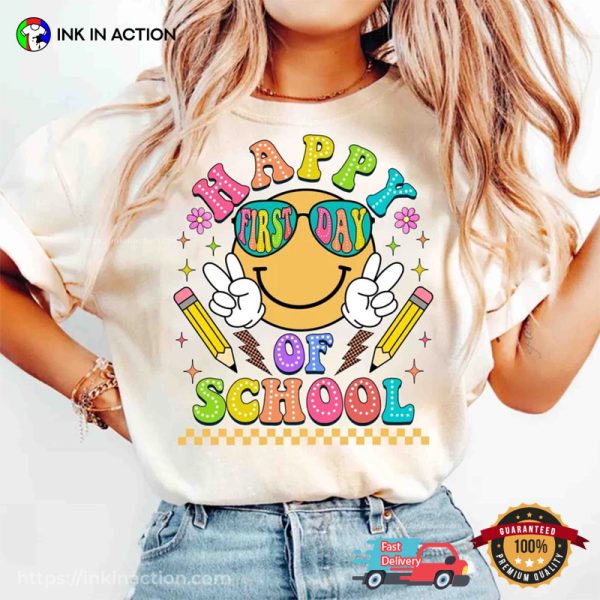 Happy First Day Of School Groovy Tee Shirt