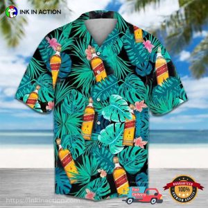 Johnnie Walker Green Tropical Palm Hawaiian Shirt