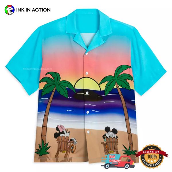 Mickey And Minnie Mouse Summer Beach Hawaiian T-shirt