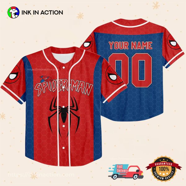 Personalize Disney Spider Man Blue And Red Baseball Jersey