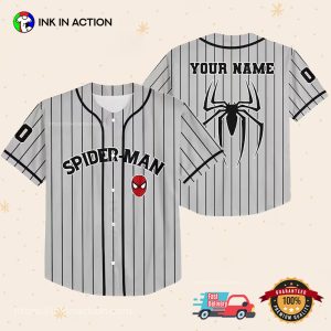 Personalize Spiderman Striped Black Baseball Jersey