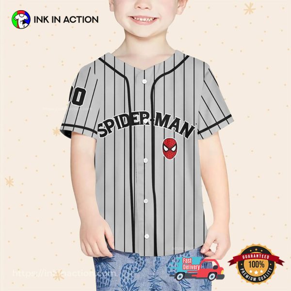 Personalize Spiderman Striped Black Baseball Jersey