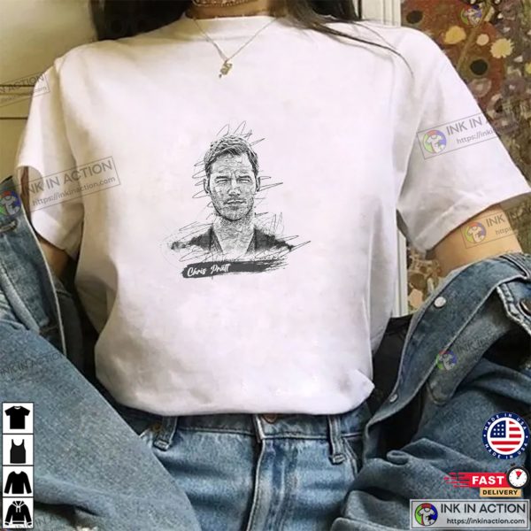 Portrait Drawing Chris Pratt T-Shirt