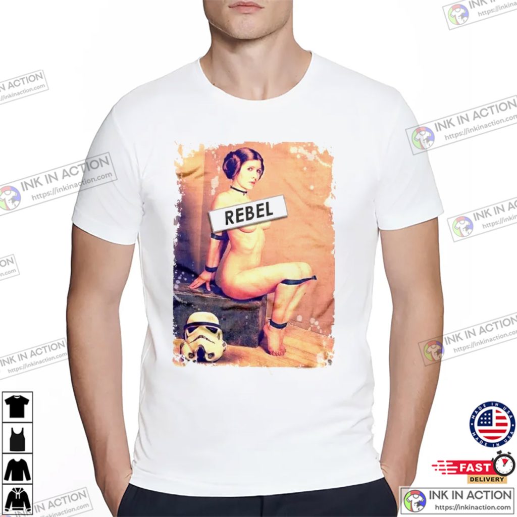 T-Shirt Homme 'Princesse Leia Rebel' - Coton Flammé Blanc - Neuf Avec étiquettes - Fabriqué En Italie