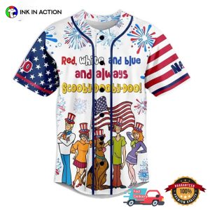 Red White And Blue And Always Scooby Doo USA Independence Day Baseball Jersey