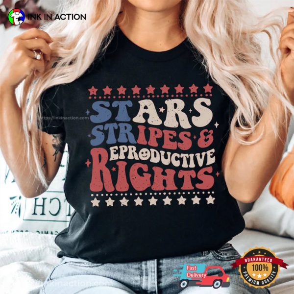 Stars Stripes And Reproductive Rights Retro Groovy Liberal Feminist T-shirt