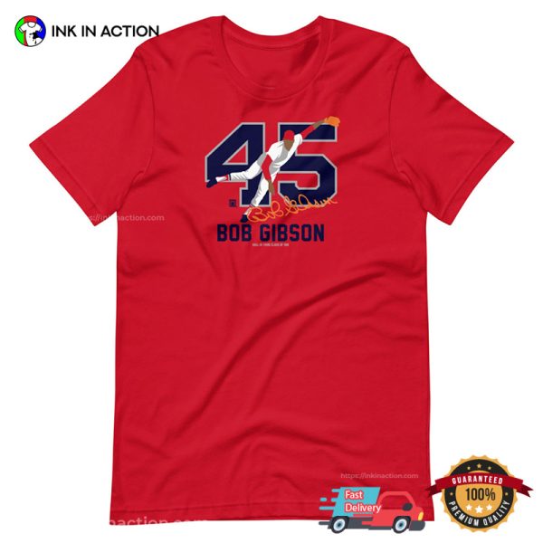 Teambrown Bob Gibson Baseball Hall Of Fame Member T-shirt