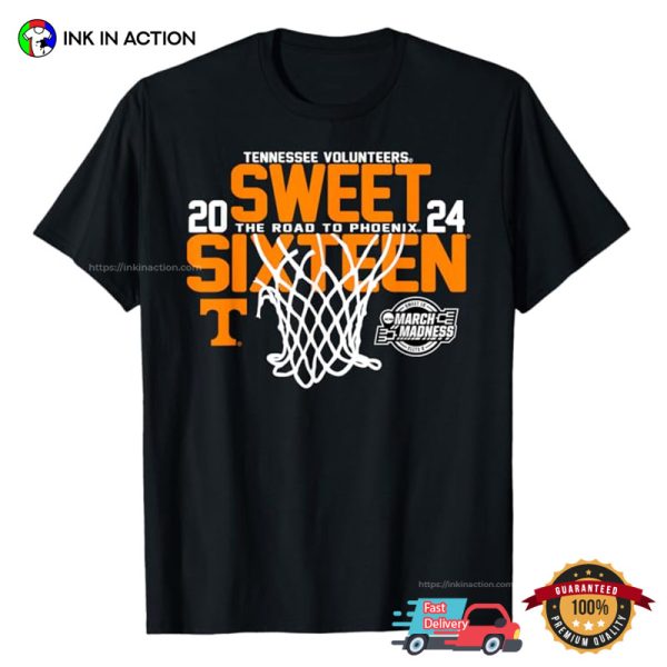 Tennessee Volunteers The Road To Phoenix Sweet Sixteen 2024 T-shirt