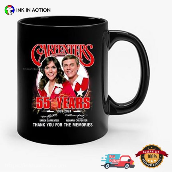 The Carpenters 55 Years 1969-2024 Thank You For The Memories Signatures Mug