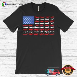 Airplanes American Flag T shirt, National Aviation Day Merch 3