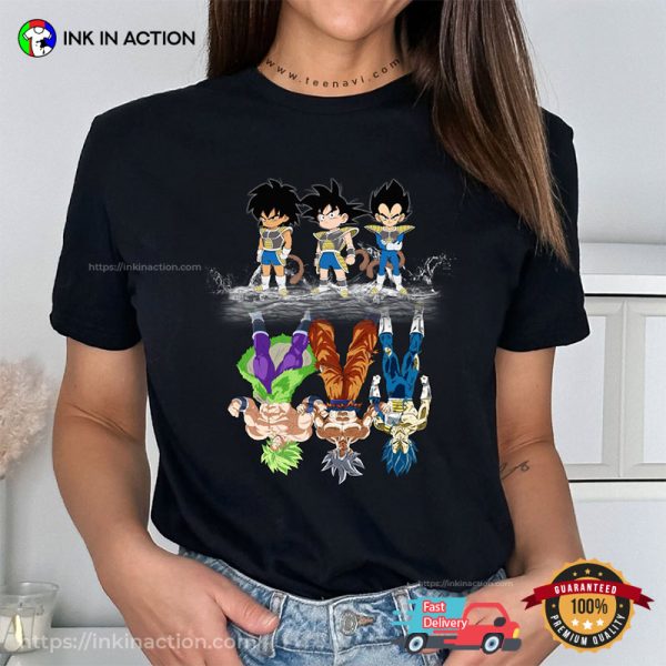 Baby Broly Goku Vegeta Water Mirror Reflection Super Saiyan Dragon Ball T-shirt