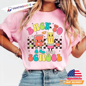 Back to School Vintage Checkered Book Pencil T-shirt