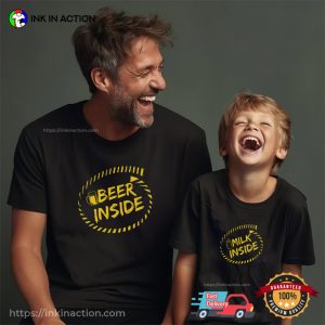 Beer And Milk Inside Funny Dad And Kids Matching T shirt