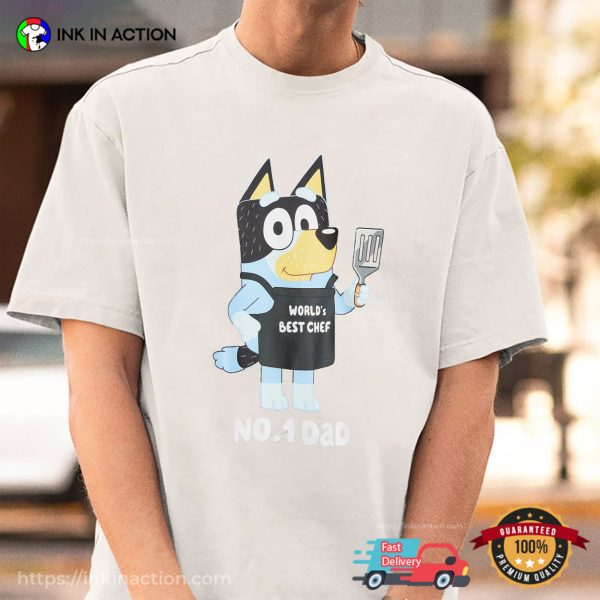 Bluey No. 1 Dad Cartoon T-shirt, Happy Father’s Day Australia Apparel