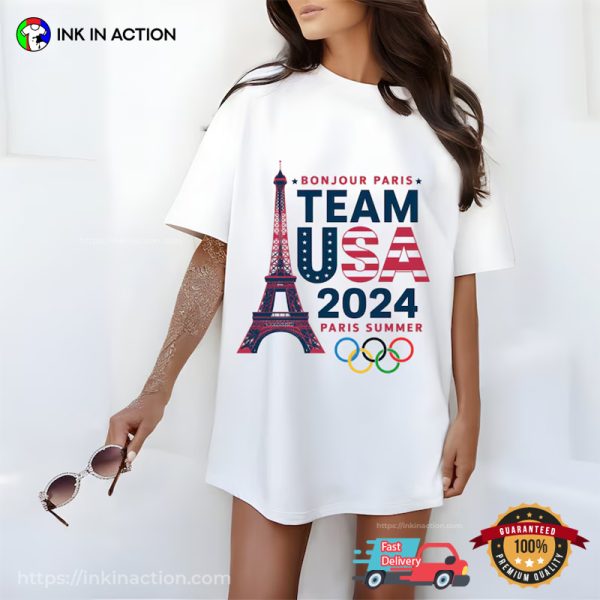 Bonjour Paris Team USA 2024 Paris Summer T-shirt