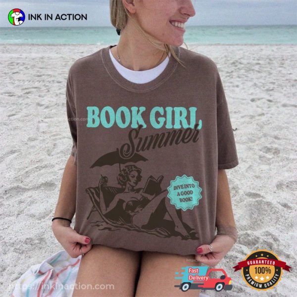 Book Girl Summer Retro Book Holiday Comfort Colors Shirt